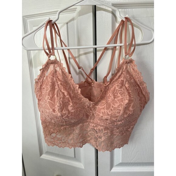 Aerie Real Good XL Lace Strappy Bralette Top In Peach Pink - Picture 1 of 6